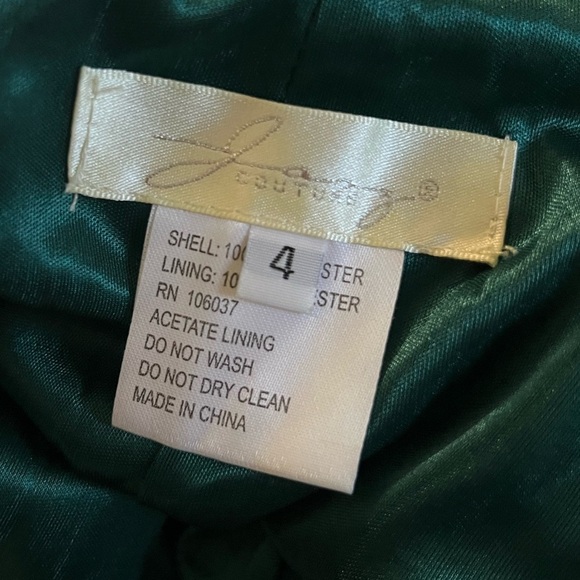 JOOY Couture Green Satin Gown with Beaded Detai - Picture 10 of 16